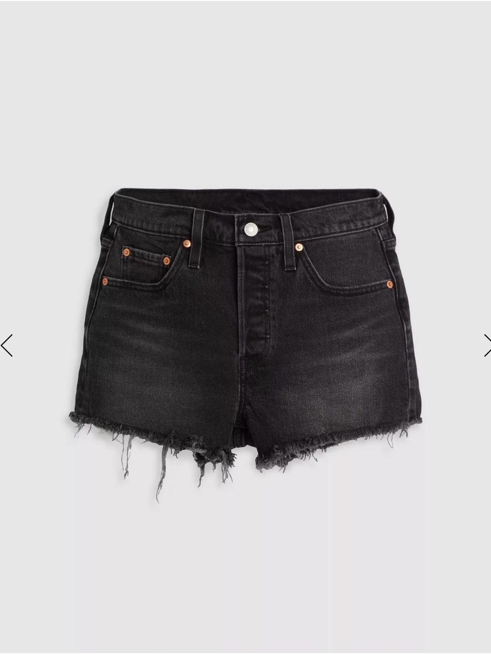 Levi's Black Distressed 501 High-Rise Denim Shorts